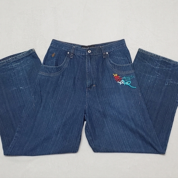 VINTAGE Rocawear Rainbow Graphic Baggy Fit Wide Leg High Rise Skater Jeans - Picture 5 of 16